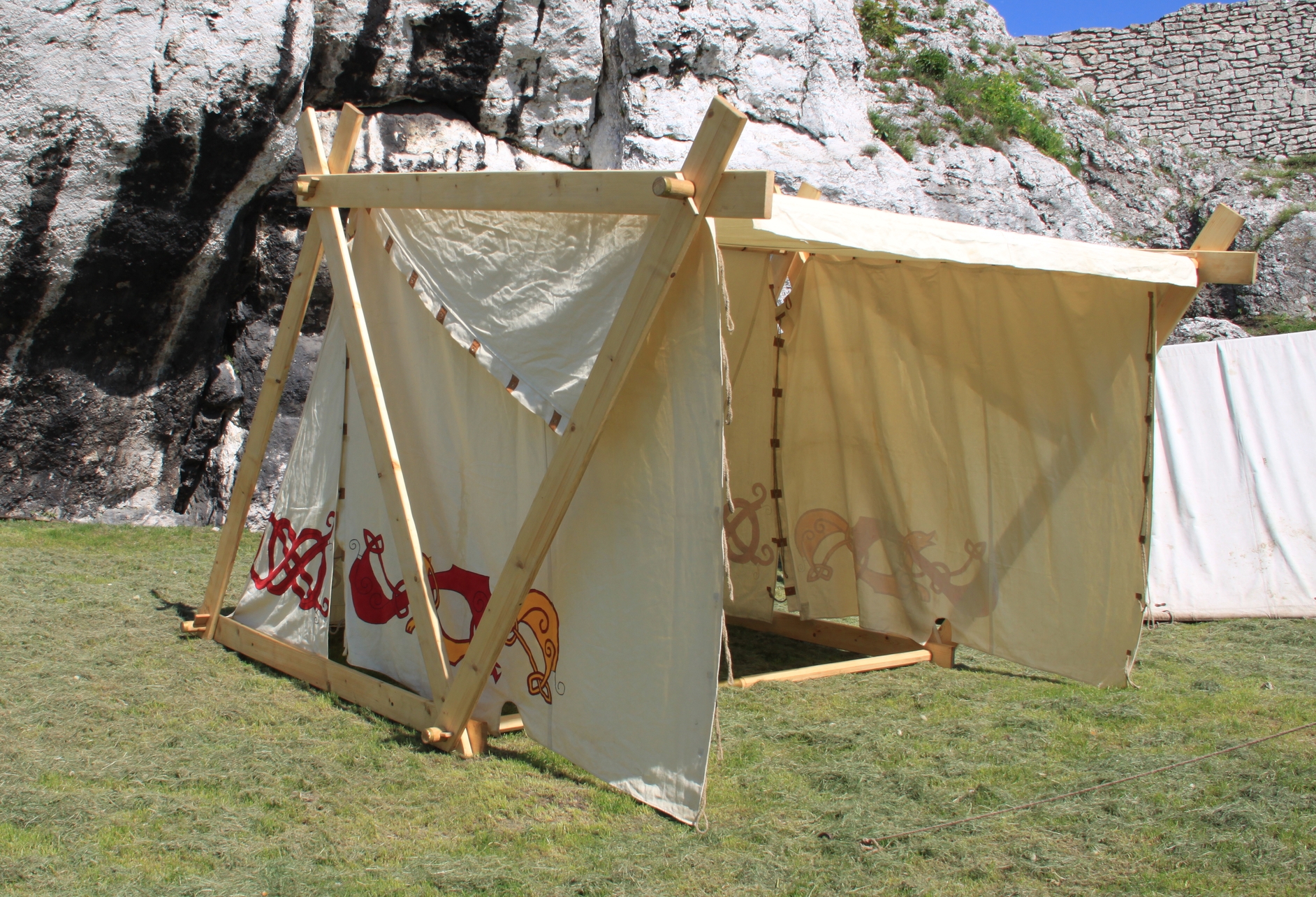 Early medieval Viking A-frame tent for re-enactment living history